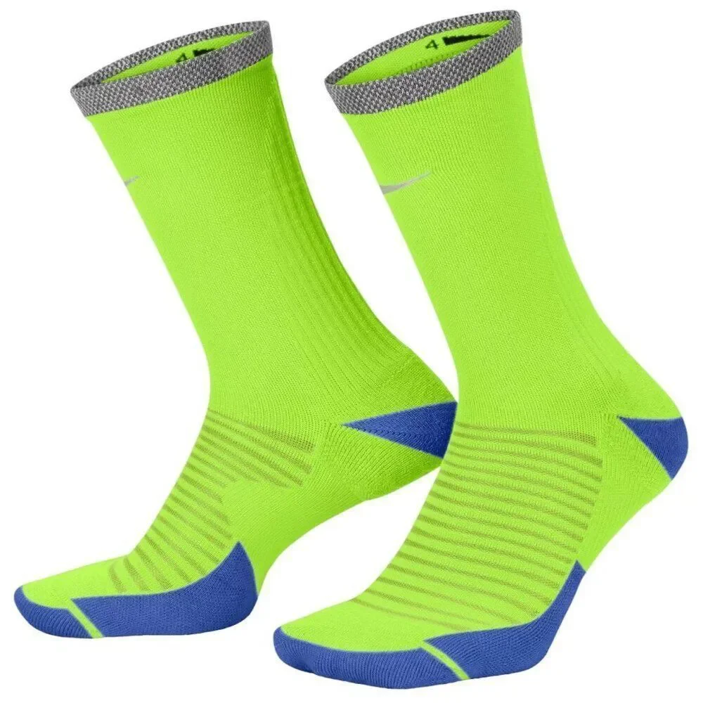 Nike Spark Cushioned Running Crew Socks Women 9.5-11 Men 8-9.5 Reflective 2 Pair